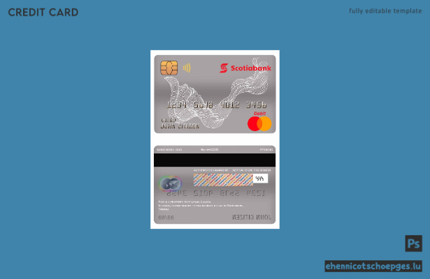 Beispielvorschau der kanadischen Scotiabank Mastercard Debitkarte